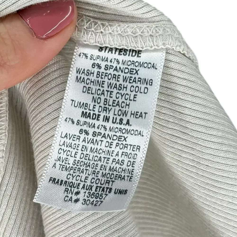 STATESIDE Basic Cream Ribbed Knit Racerback Tank Top Women's Size‎ Small S - Picture 5 of 5